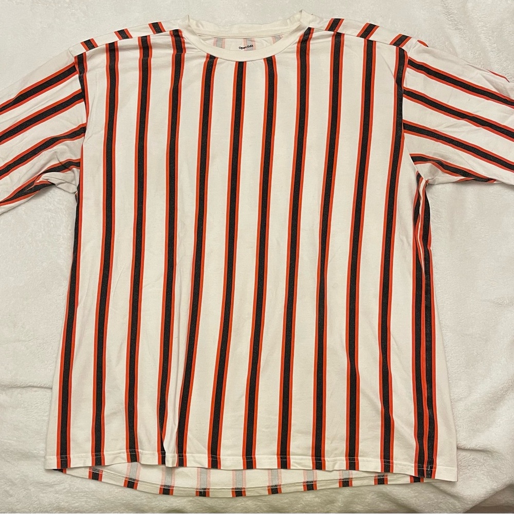 Striped Short Sleeve Tee - Orange, Black, and White